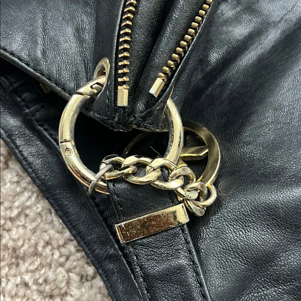 Michael Kors Black Shoulder Bag with Gold Accents